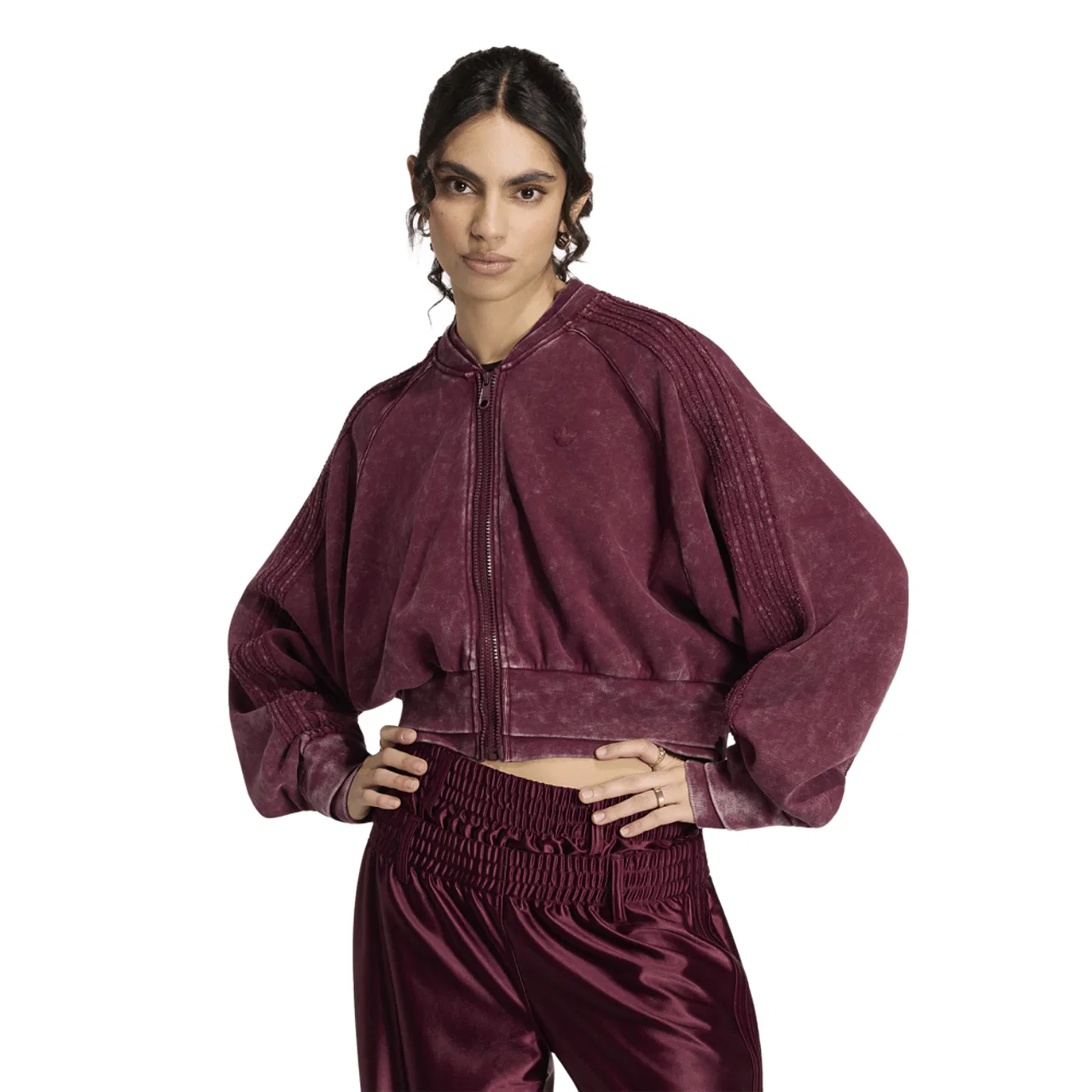 Женская куртка Double Layered Cropped Track Top Adidas, цвет Maroon