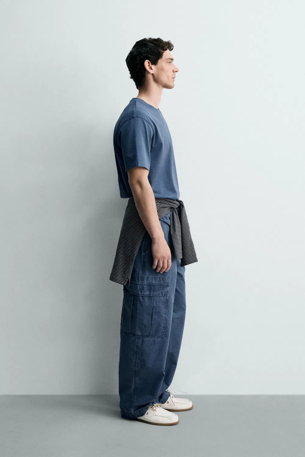 Футболка средней плотности с коротким рукавом ZARA, Mid-Blue — фото 4