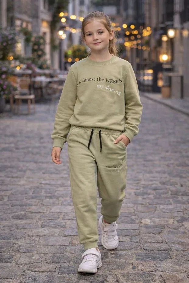 Детский спортивный комплект для девочек с принтом Basics Gmg Baby, Khaki — фото 2