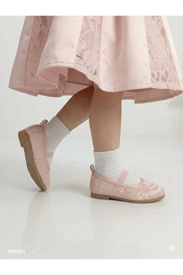 Детские балетки для девочек с жемчугом Patik Bebe, Pink — фото 4