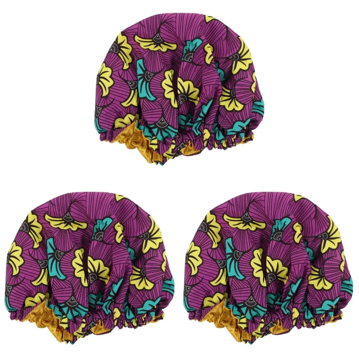 Шапочка для душа Satin, FRCOLOR, 3 шт, 33x33 см, As shown 2 x 3 pieces