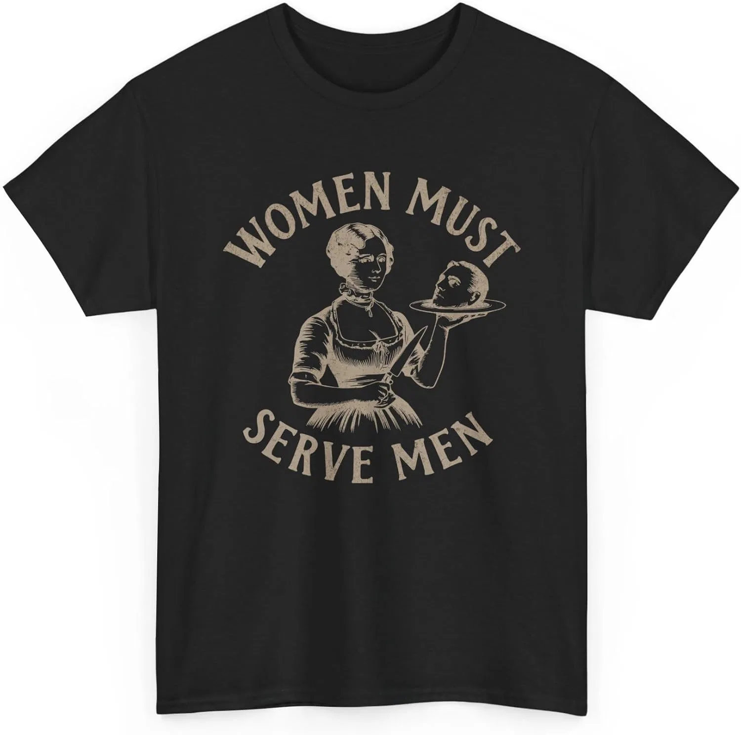 Футболка с ироничным принтом Women Must Serve Men, Black