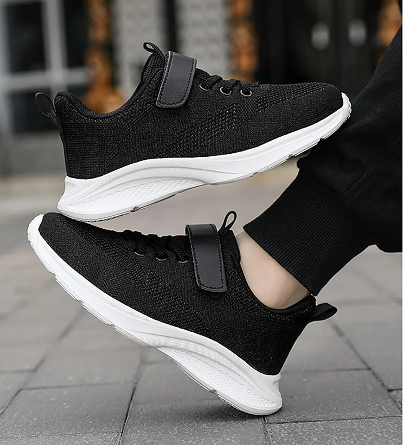 Детские кроссовки для мальчиков с сеткой и шнуровкой, Black — фото 3