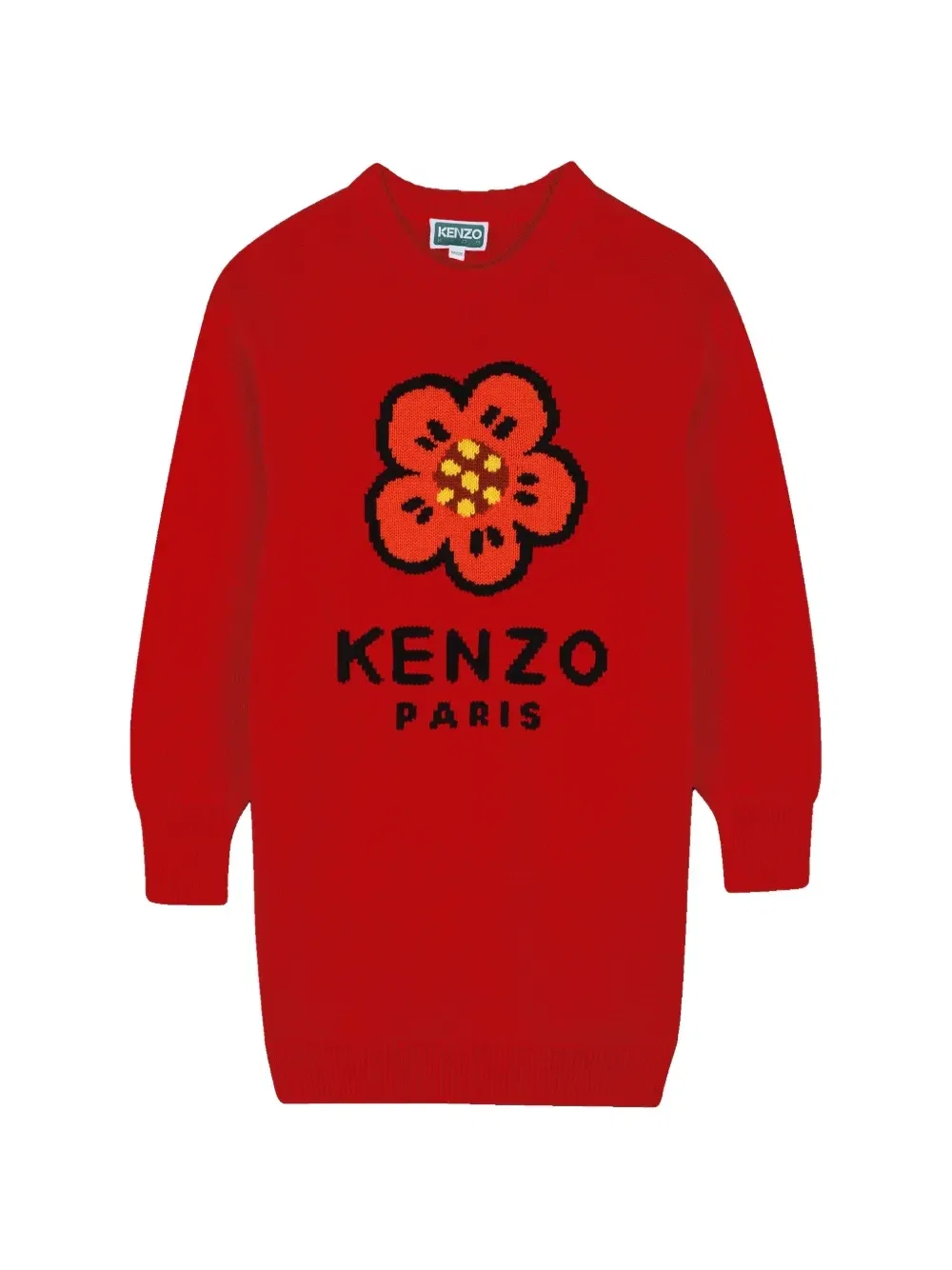 Платье с цветочной аппликацией Kenzo Kids, красный