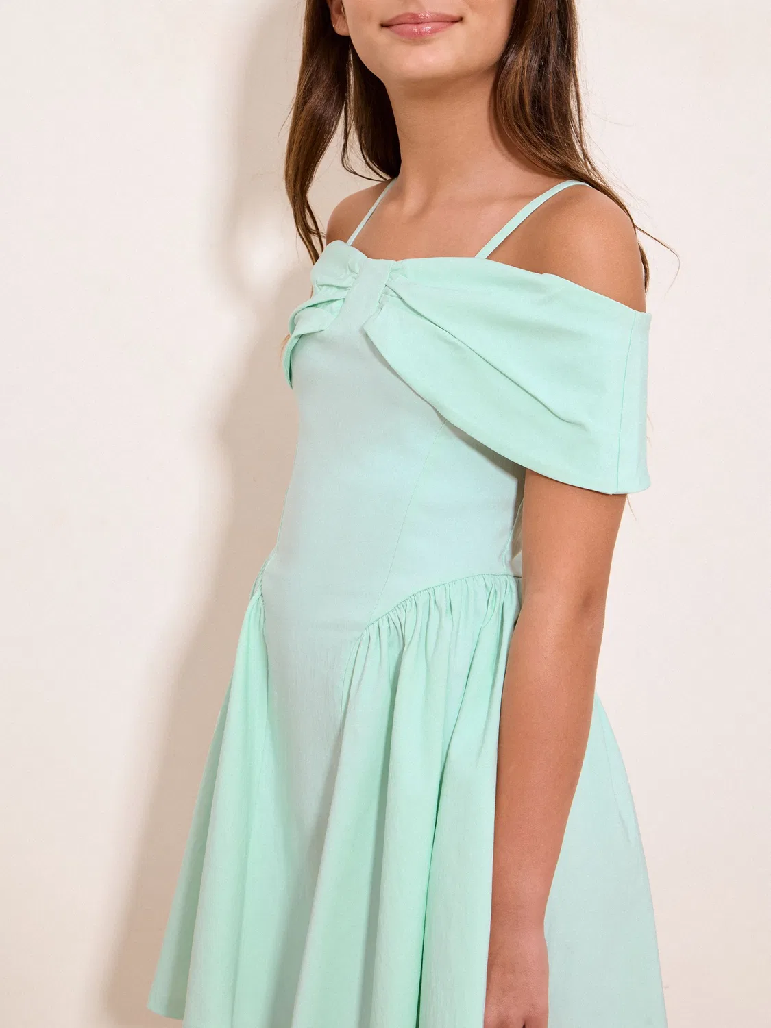 Платье с бантом на плечах Lipsy Mint Green Bow, мята — фото 2