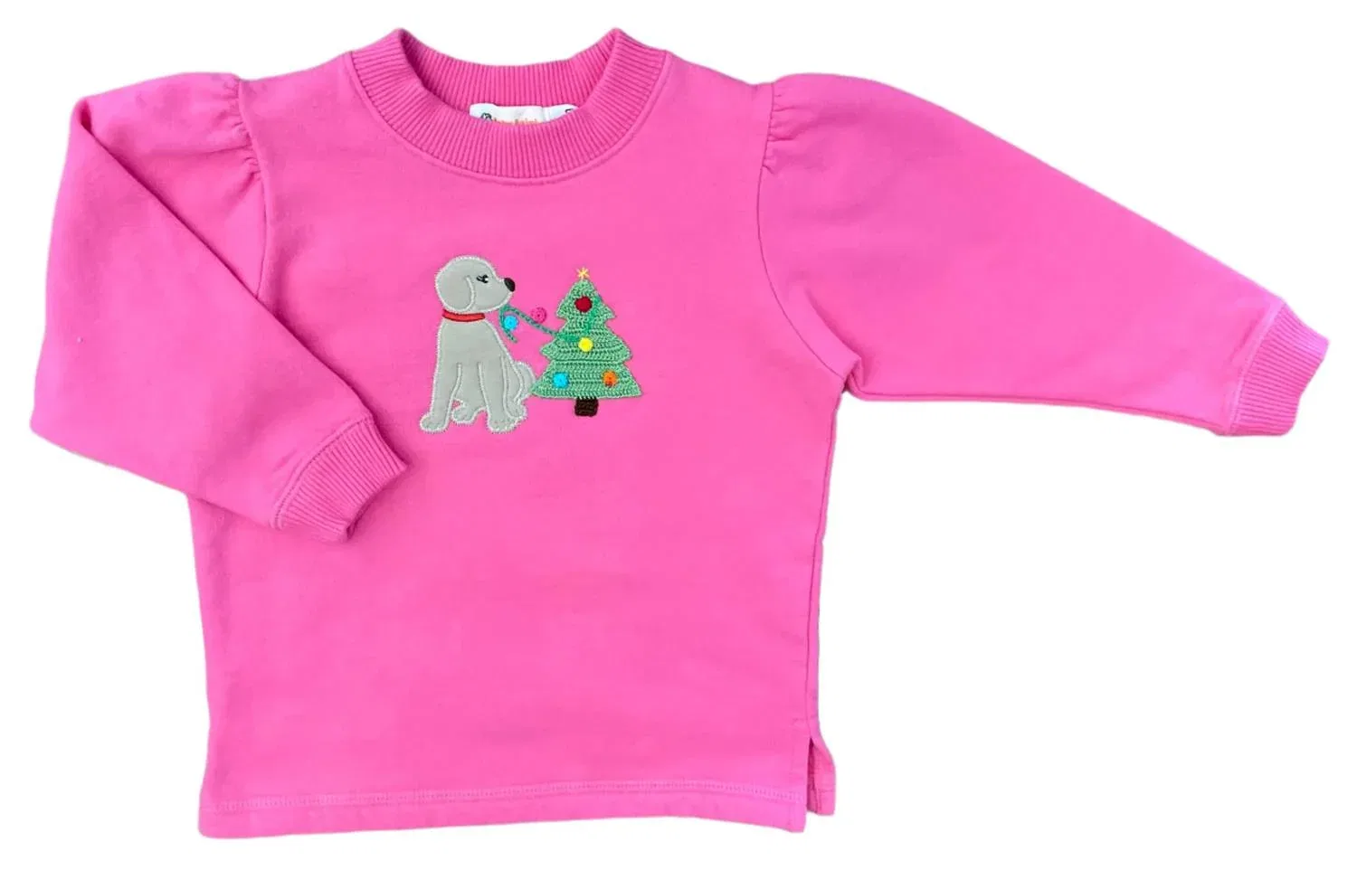 Детский свитшот с аппликацией Lab With Christmas Tree Luigi Kids, Hot Pink