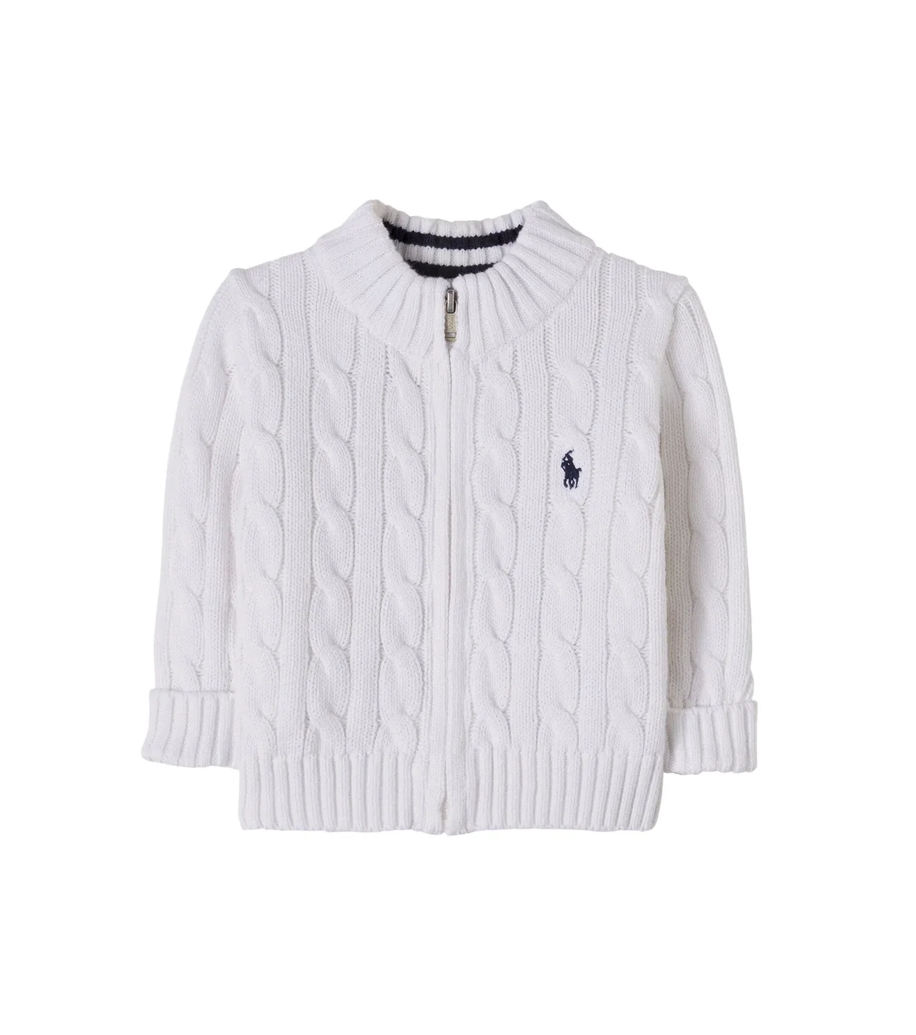 Вязаный кардиган на молнии из хлопка Polo Ralph Lauren Kids, белый