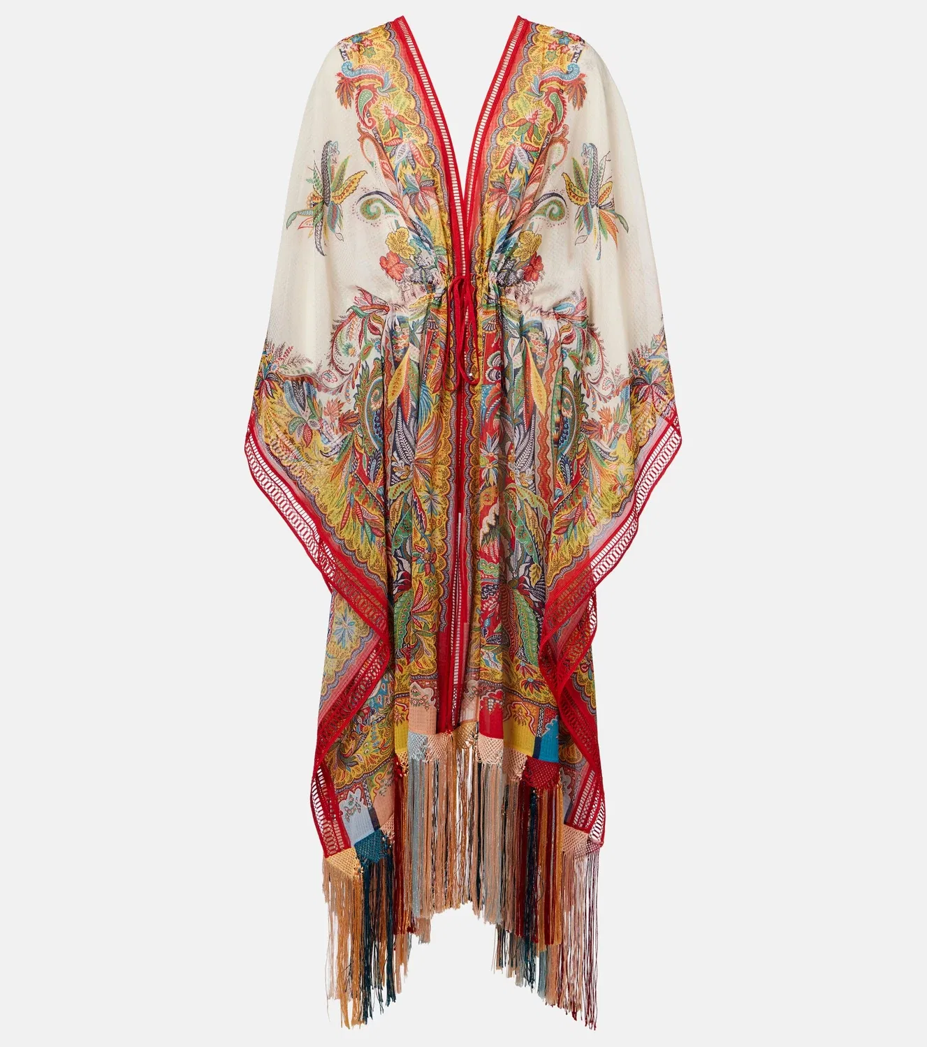 Кафтан с бахромой и узором пейсли ETRO, мультиколор