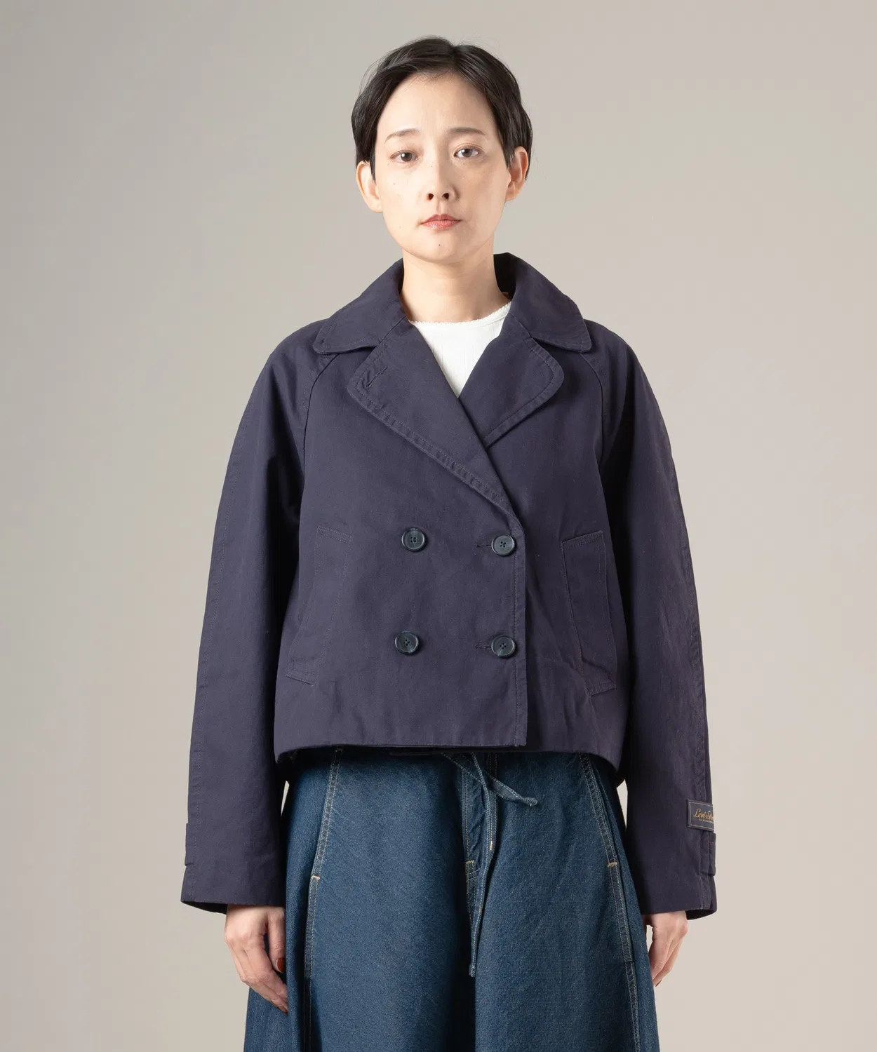 Женское пальто-тренч с коротким рукавом Levi's Blee Cropped Swing Trench, Blue — фото 3
