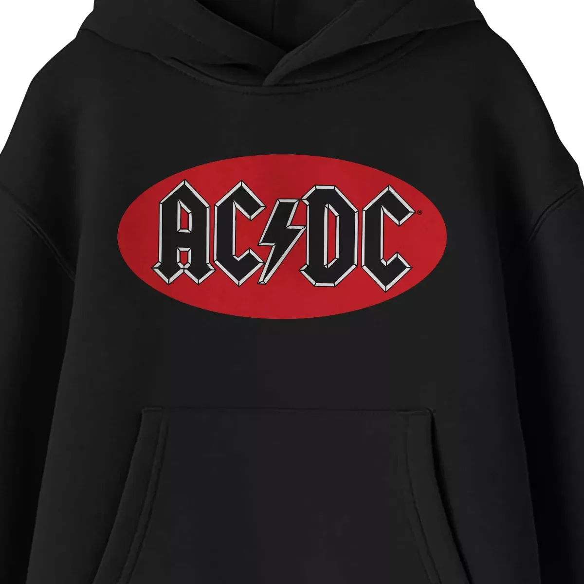 Детский худи с принтом ACDC Logo AC/DC, Черный — фото 2