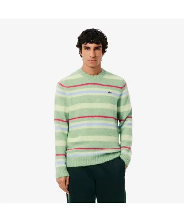 Свитер мужской свободный в полоску Lacoste, хаки