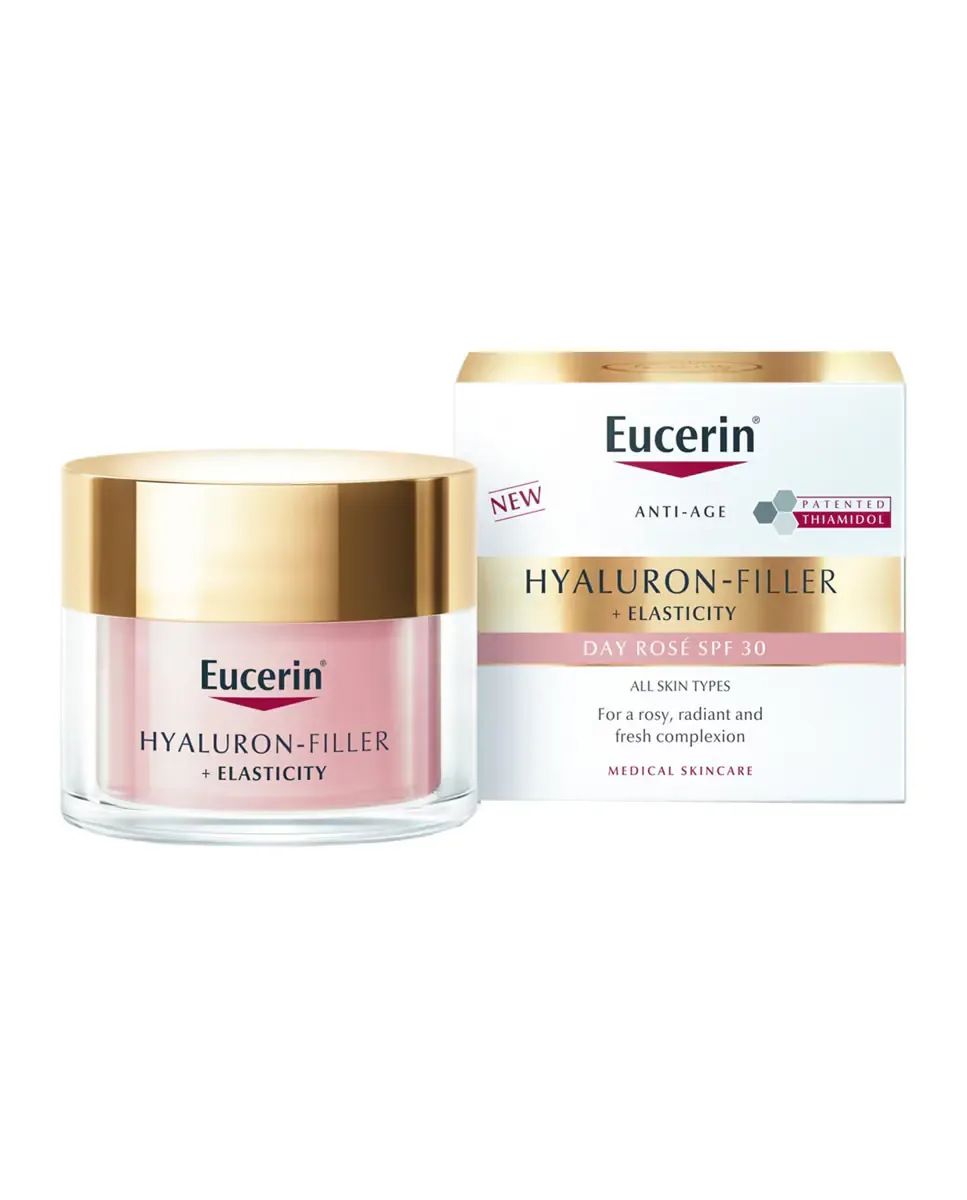 Крем для лица SPF EUCERIN Дневной антивозрастной Hyalluron Filler+ Эластичность Розе FP30 — фото 2