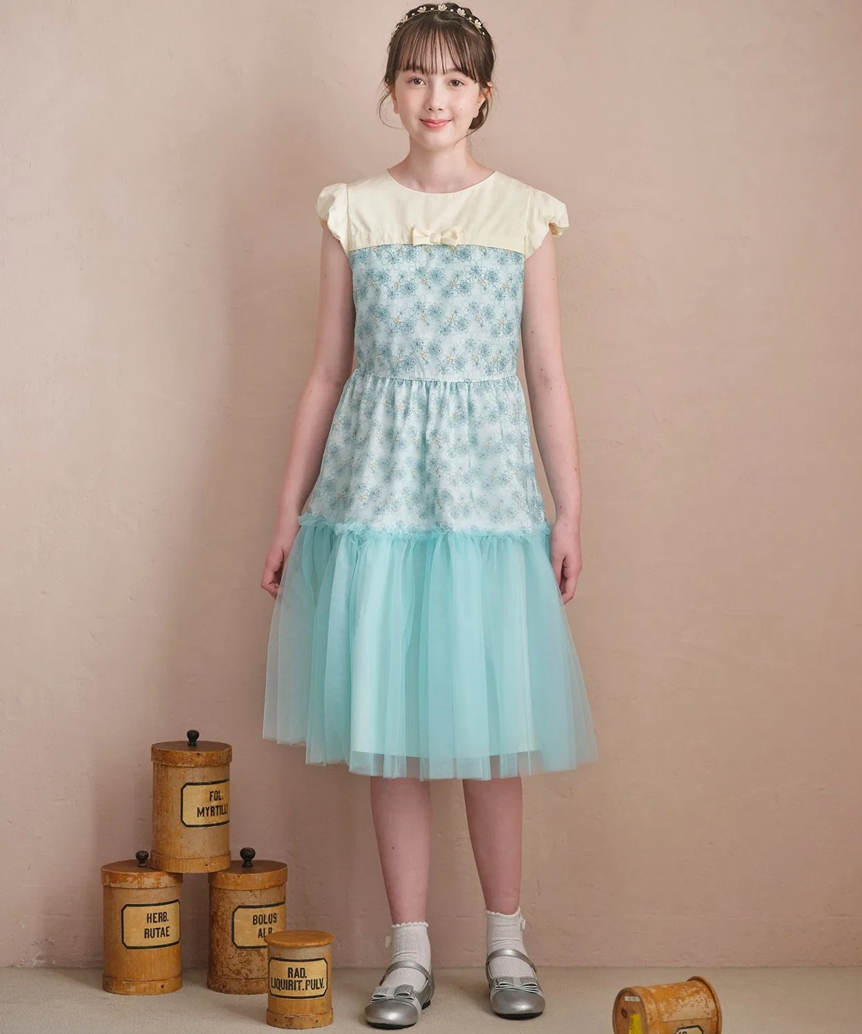 Детское платье из тюля с вышивкой, модель Blossom Kumikyoku KIDS, Pink — фото 2