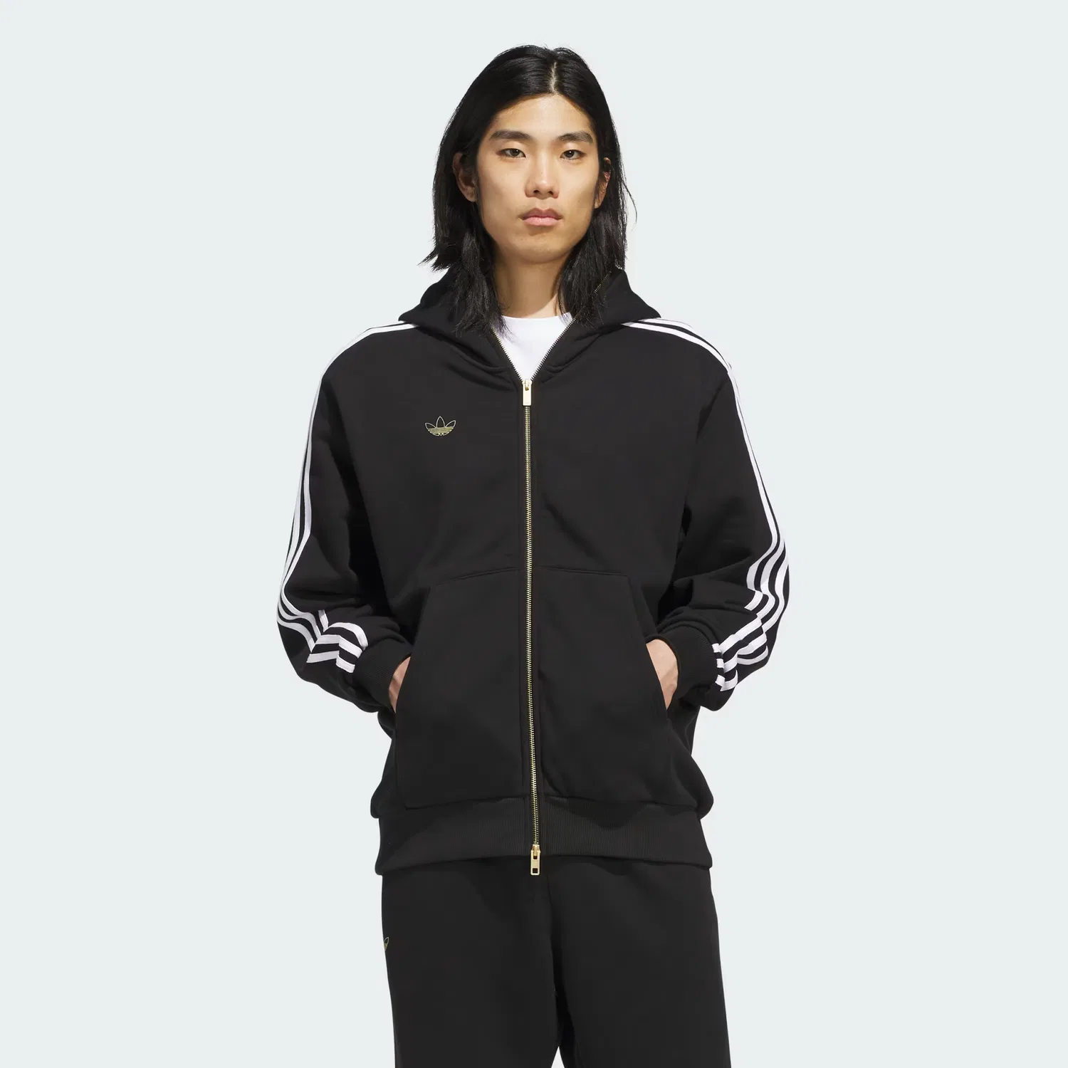 Унисекс спортивная куртка на молнии Tyshawn Full Zip Track Jacket Adidas Originals, черный/белый — фото 3