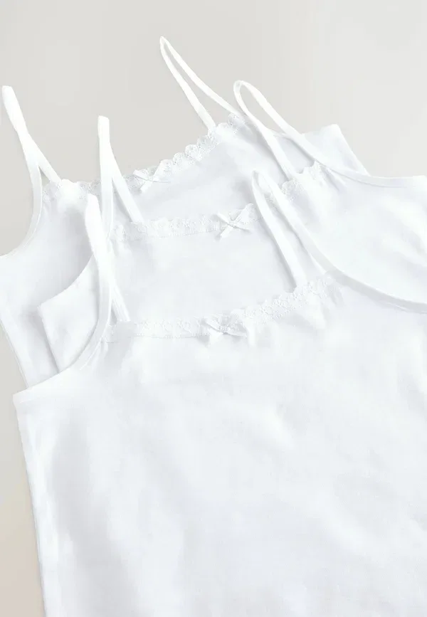 Топ Regular Fit, Jersey, srappy cami 3 pack, Next, White, белый — фото 4