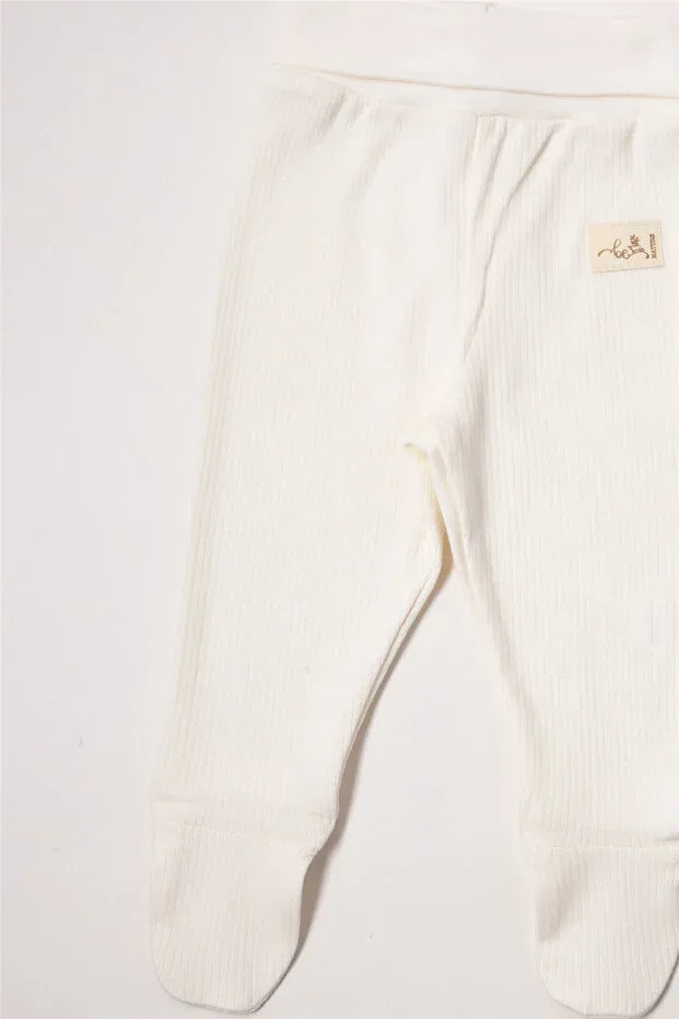 Детские брюки для девочек хлопковые Organic reported interlock pants (organic be nature) Bebetto, Ecru — фото 3