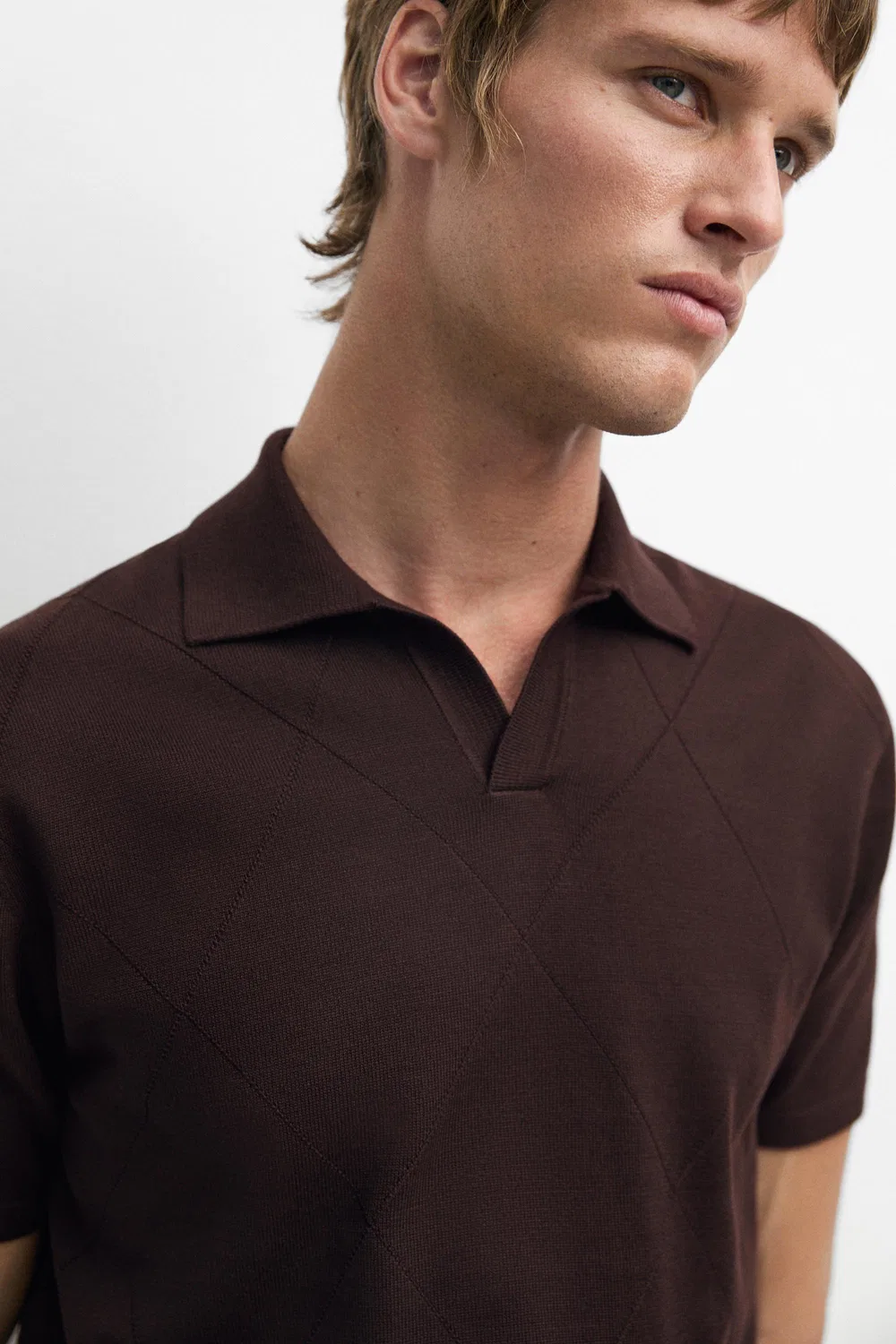 Поло-рубашка Massimo Dutti, хлопковая, бургундия — фото 4