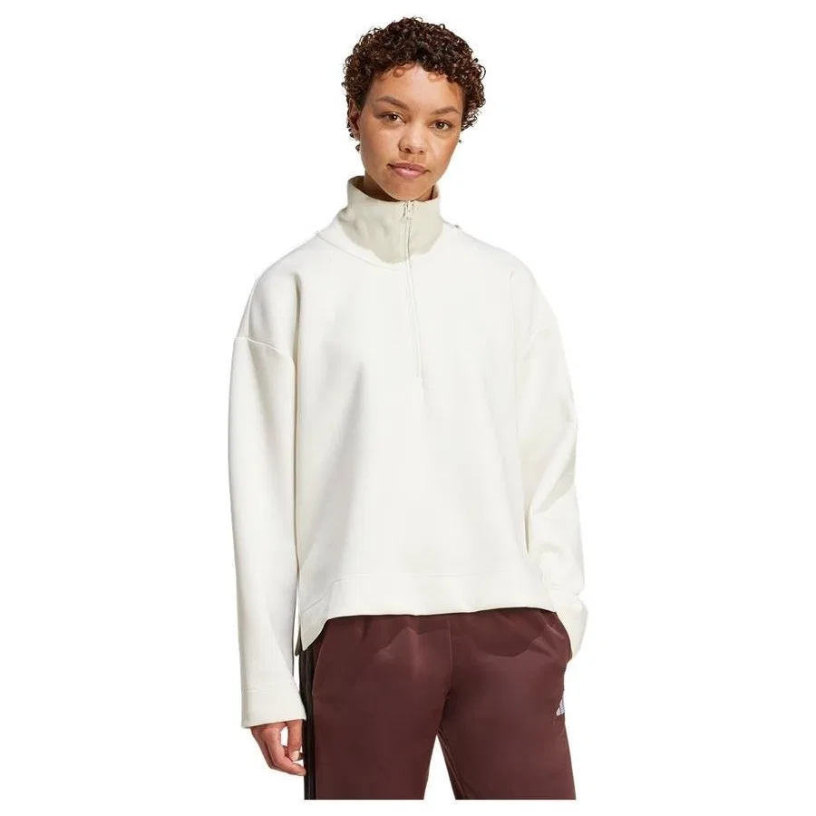 Женский свитшот с четвертью молнией, модель W ALL SZN SL QZ, adidas, Белый — фото 4