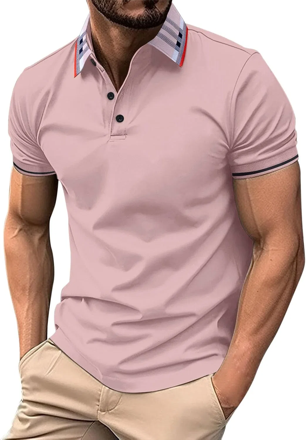 Мужская спортивная рубашка поло с коротким рукавом, Quick Dry, Striped, Black