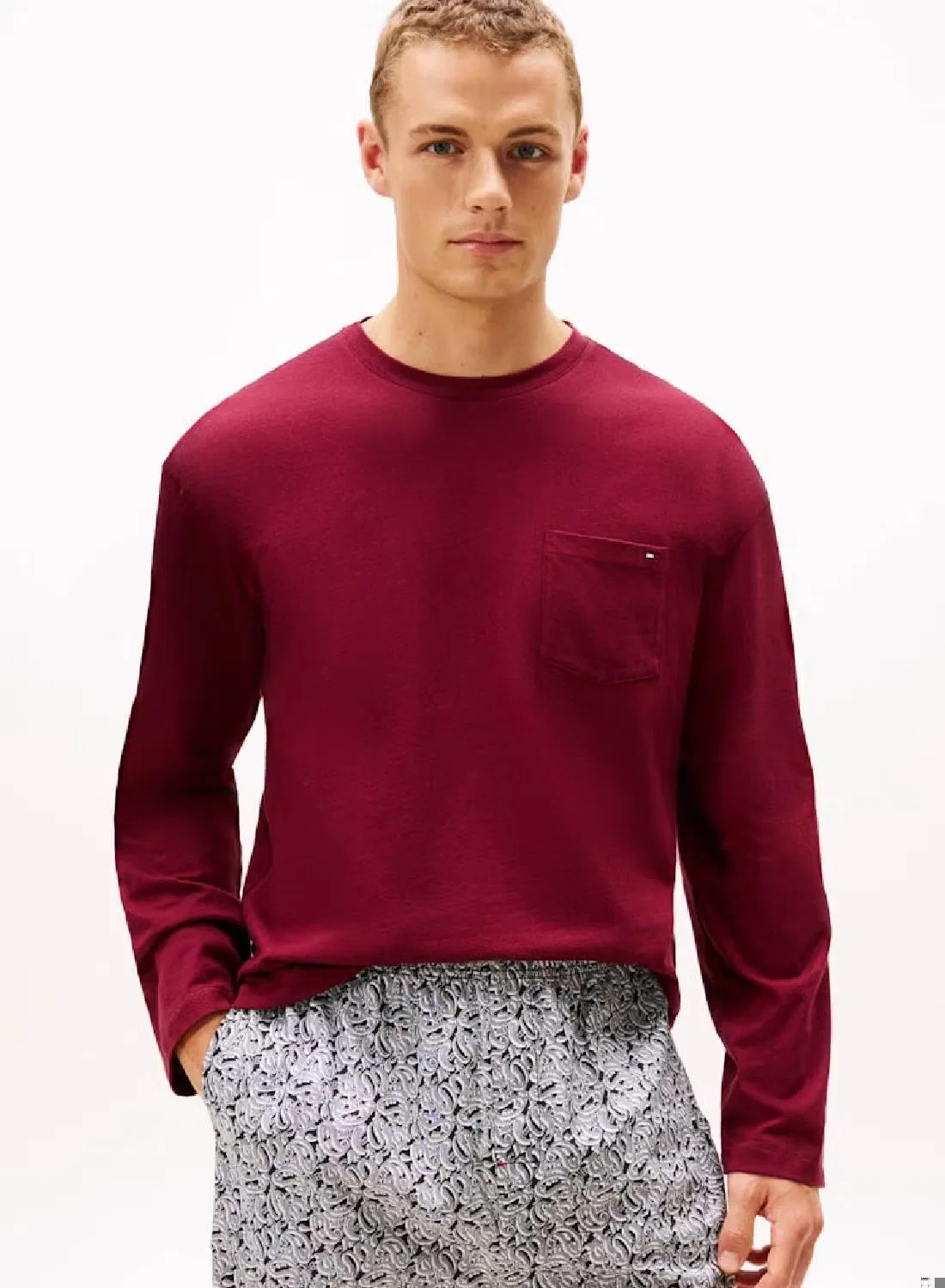 Футболка с длинным рукавом с накладным карманом Th original Tommy Hilfiger, красный
