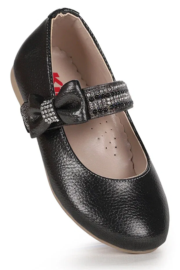 Детские балетки для девочек на липучке Cerry vakko velcro girl's stone ballerina shoes Kiko Kids, Platinum