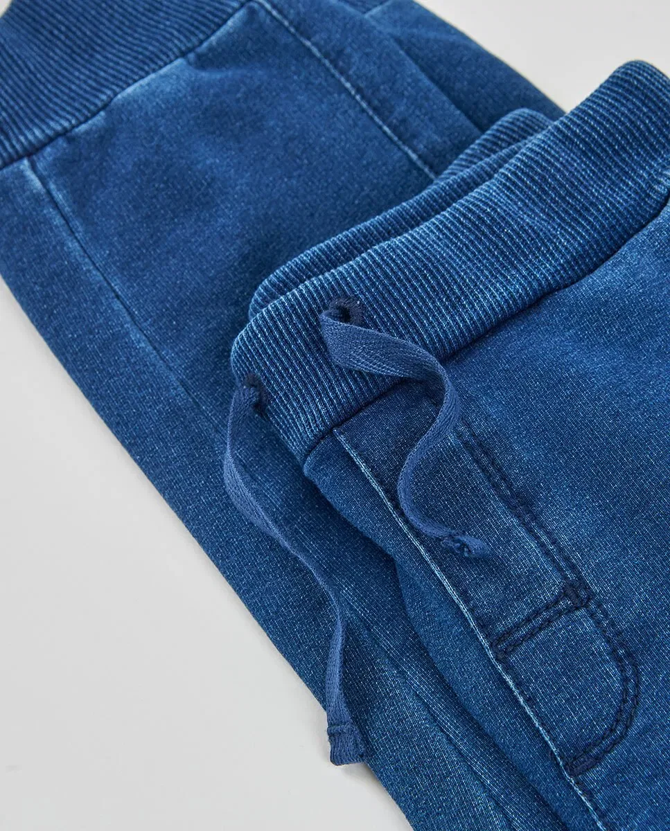 Детские джоггеры из денима с завышенной талией Boboli, Azul Denim — фото 4
