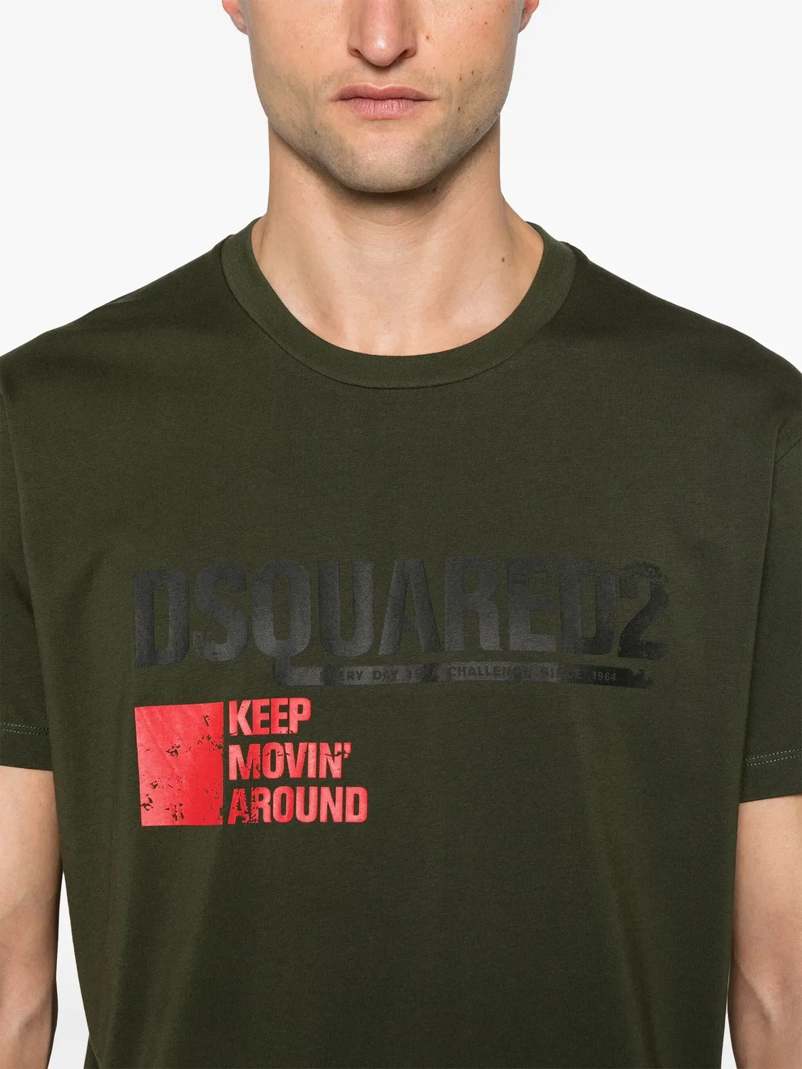 DSQUARED2 Футболка оливково-зеленого цвета из хлопка — фото 2