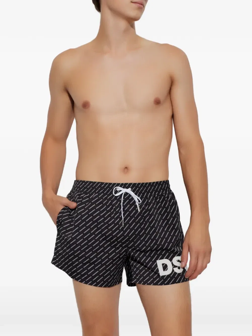 Плавки-шорты на кулиске с логотипом DSQUARED2, черный — фото 3
