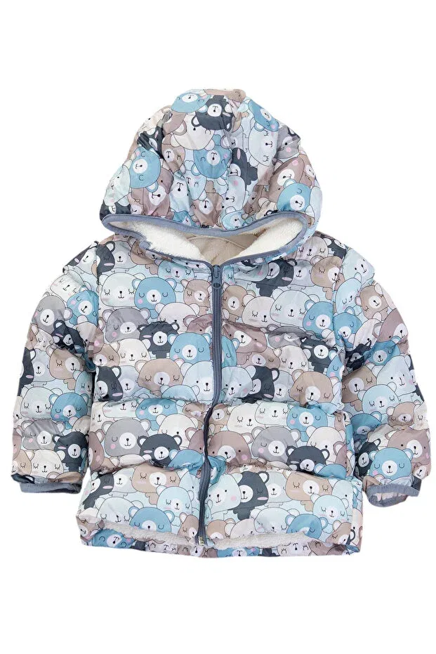 Детское пальто для девочек с принтом Teddy Bear Patterned Irem Çocuk Giyim, Multicolor