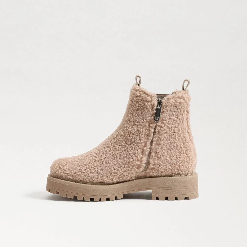 Детские ботинки Chelsea с круглым носом на искусственной овчине Sam Edelman Laguna Boot, бежевый — фото 3