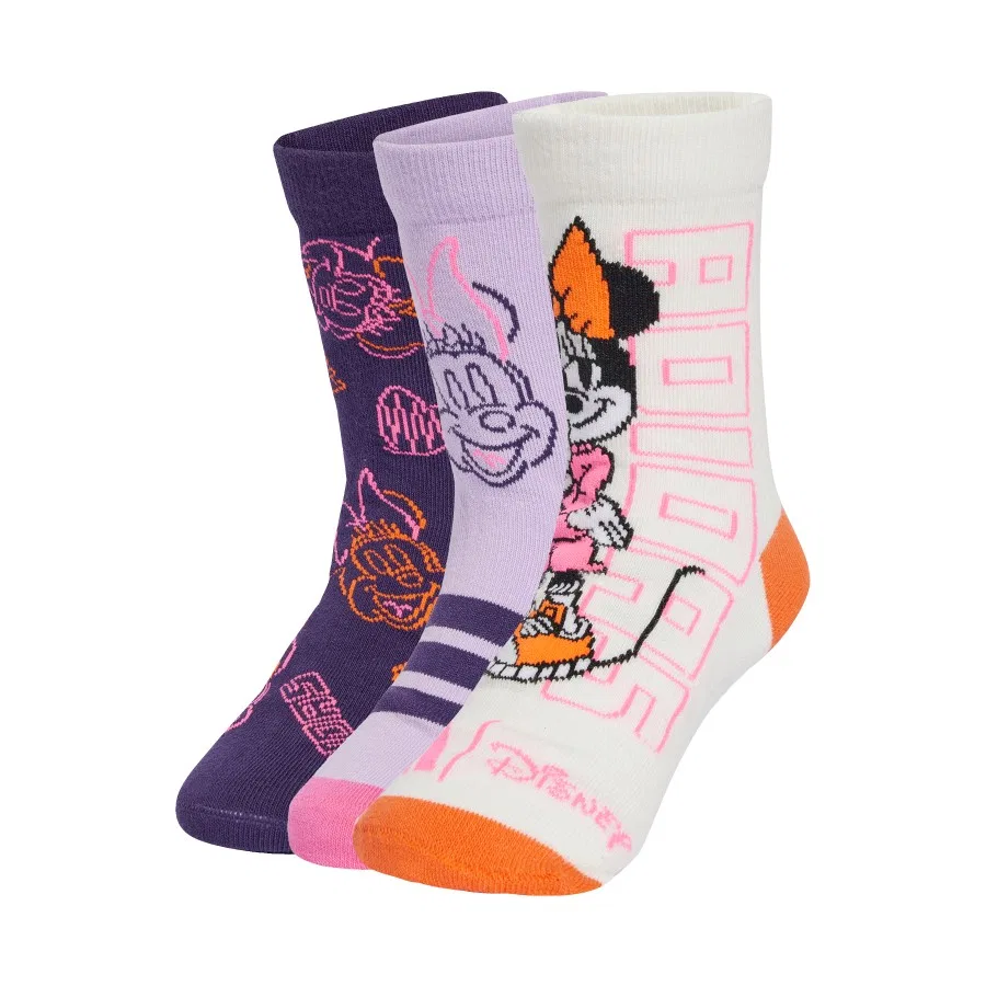 Детские носки с принтом Minnie Mouse, 3 пары, adidas, Разноцветный — фото 2