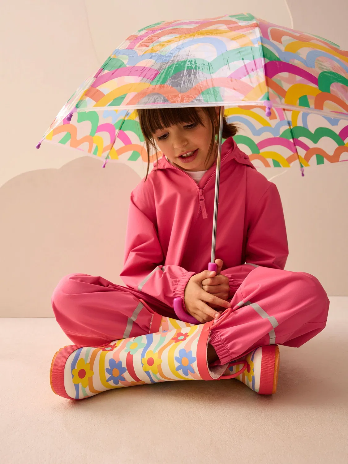 Резиновые сапоги Multi Rainbow Handle Wellies от Next, разноцветные — фото 3