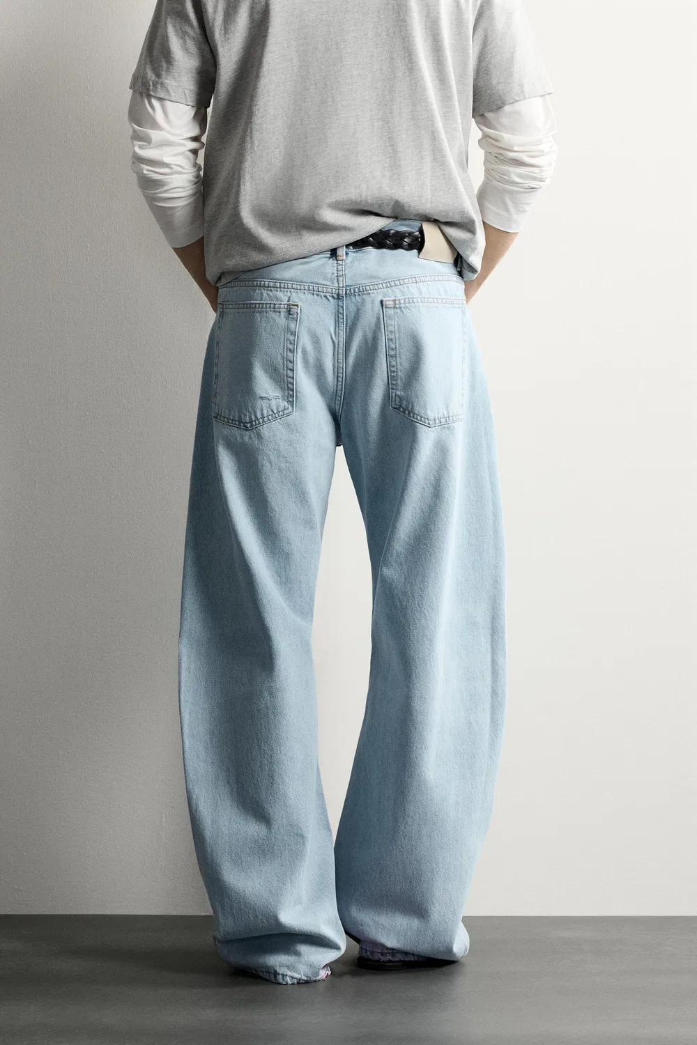Рваные джинсы бочкообразного кроя ZARA, Light blue — фото 3