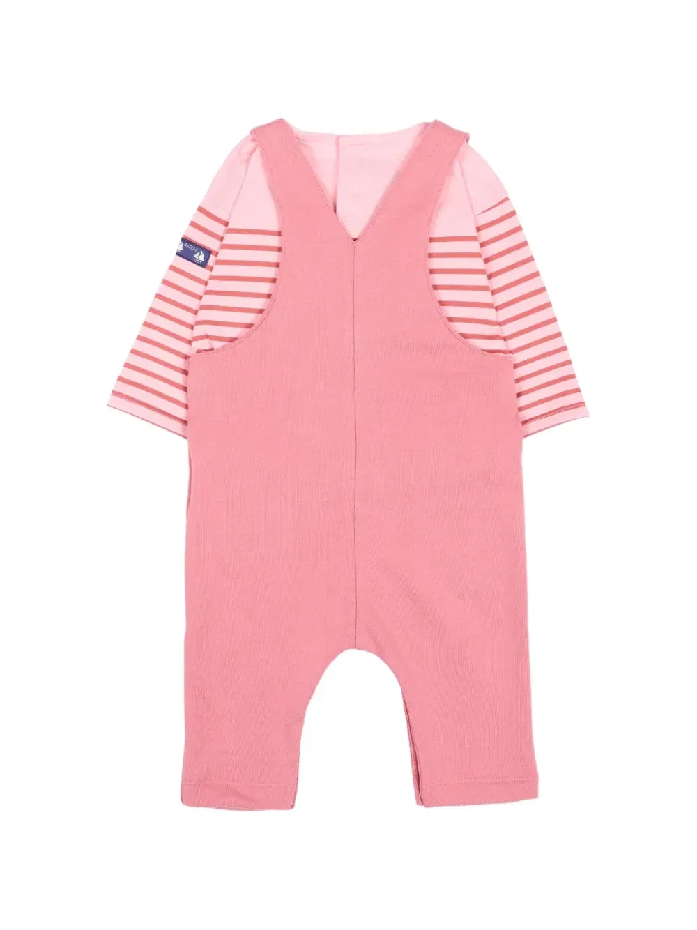 Клетчатый комбинезон с застежками на пуговицы Petit Bateau, розовый — фото 2