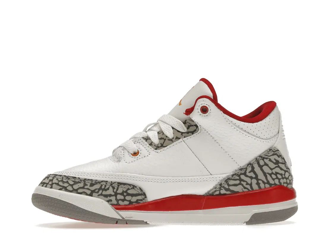 Детские кроссовки Lifestyle с принтом слоновой кости Jordan 3 Retro, White/Light Curry/Cardinal Red/Cement Grey — фото 3