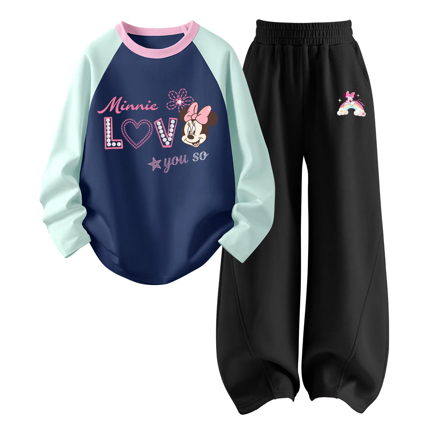 Детский спортивный комплект с принтом Disney, Diamond Love Indigo Aqua Blue+Dido Rainbow K Black