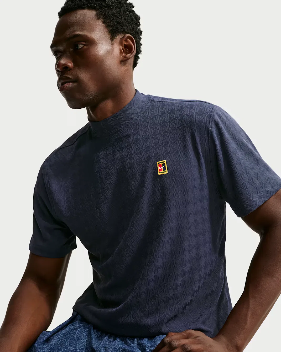 Мужская футболка Aero-FIT с высоким воротником Nike Club Rules, Obsidian/Obsidian — фото 3
