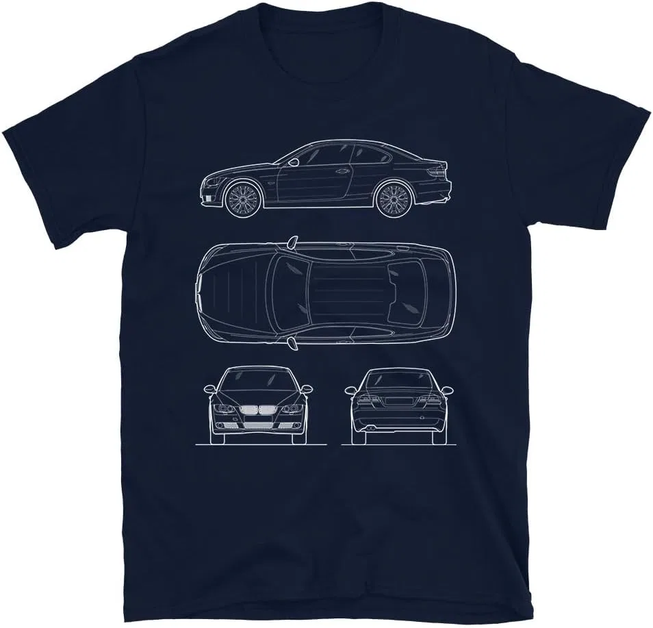 Мужская футболка с принтом E92 335i Blueprint, Navy