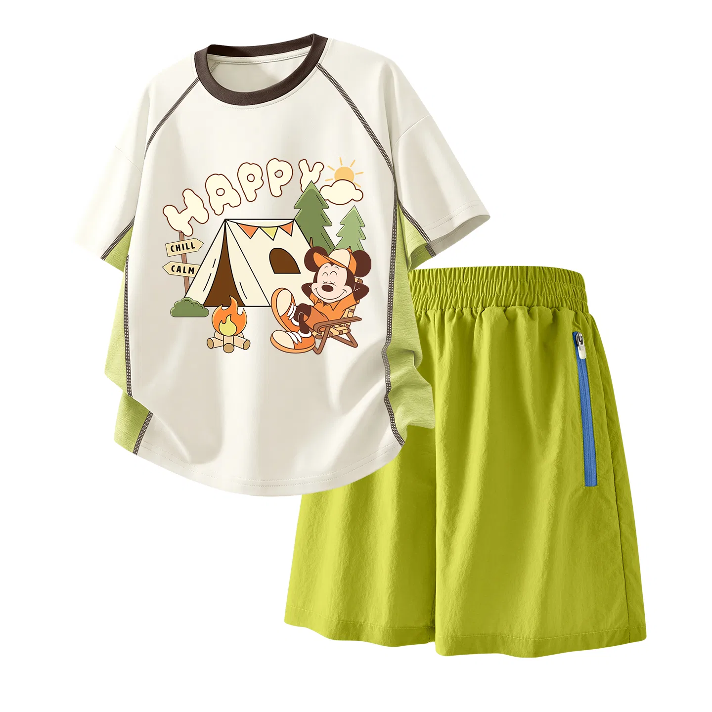 Детский спортивный костюм Casual Sportswear 2 Piece Set Disney, Di Leisure White+Solid Color Camellia Green