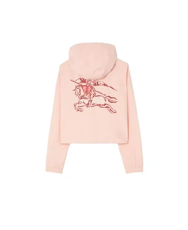 Женская куртка с капюшоном из стрейч-нейлона с принтом Heart knight Burberry, Compact Pink — фото 4
