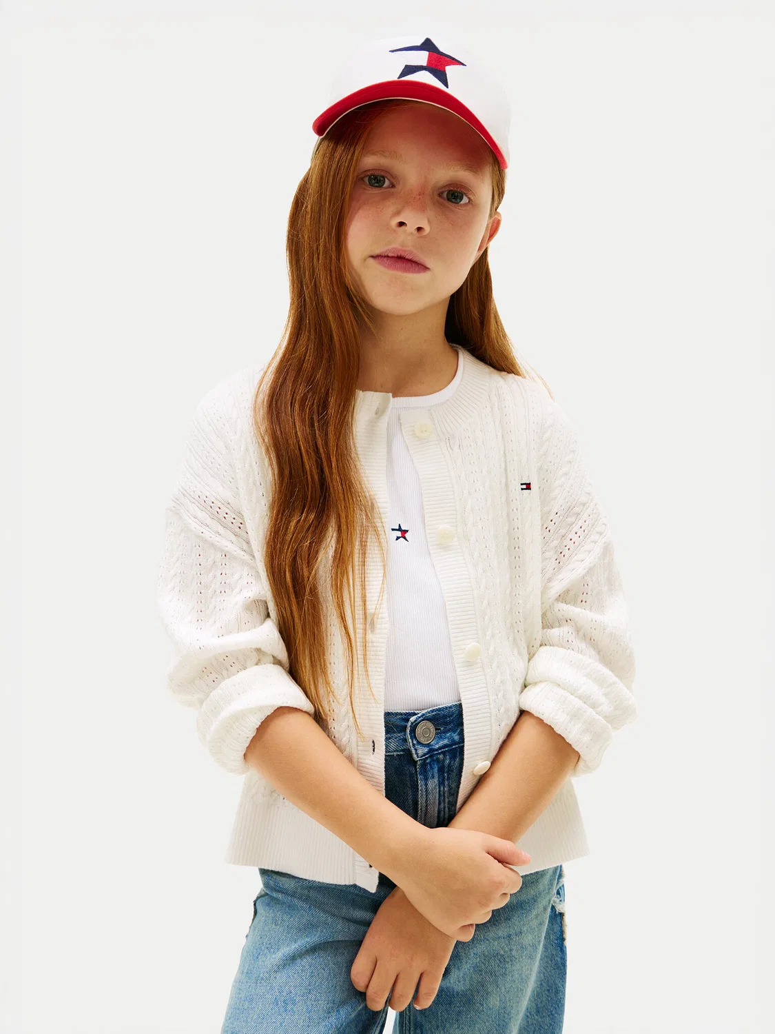 Кардиган свободного кроя для девочки Tommy Hilfiger, белый