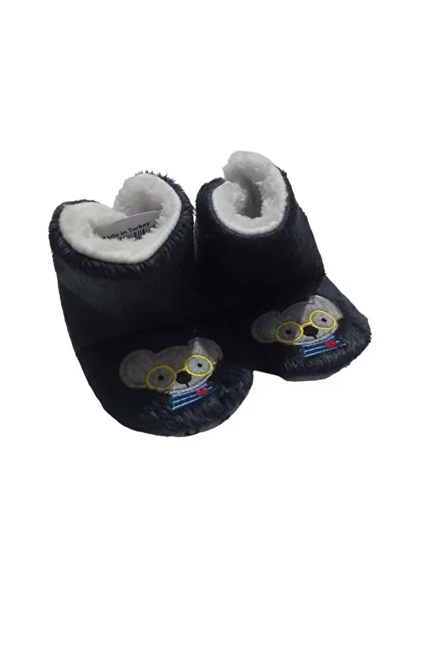 Детские тапочки с принтом из флиса Unisex dark gray mouse embroidered slippers home boots first step Ay Online, Darkgreymouseembroidered