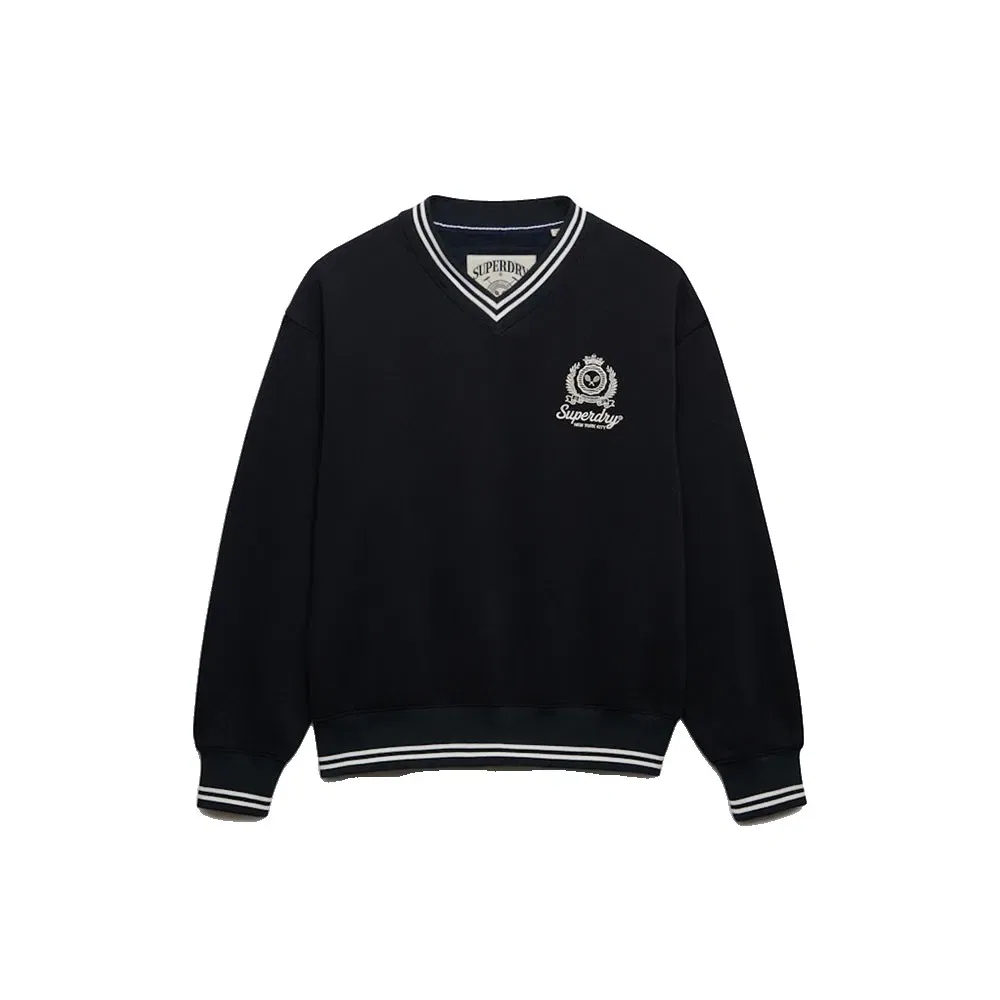 Женский свитшот с v-образным вырезом Country Club Crest V Superdry, Black — фото 3