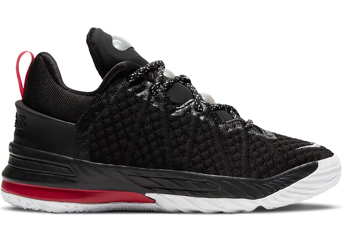 Детские кроссовки для мальчиков с длинным шнурком Nike LeBron 18, Black/White-University Red