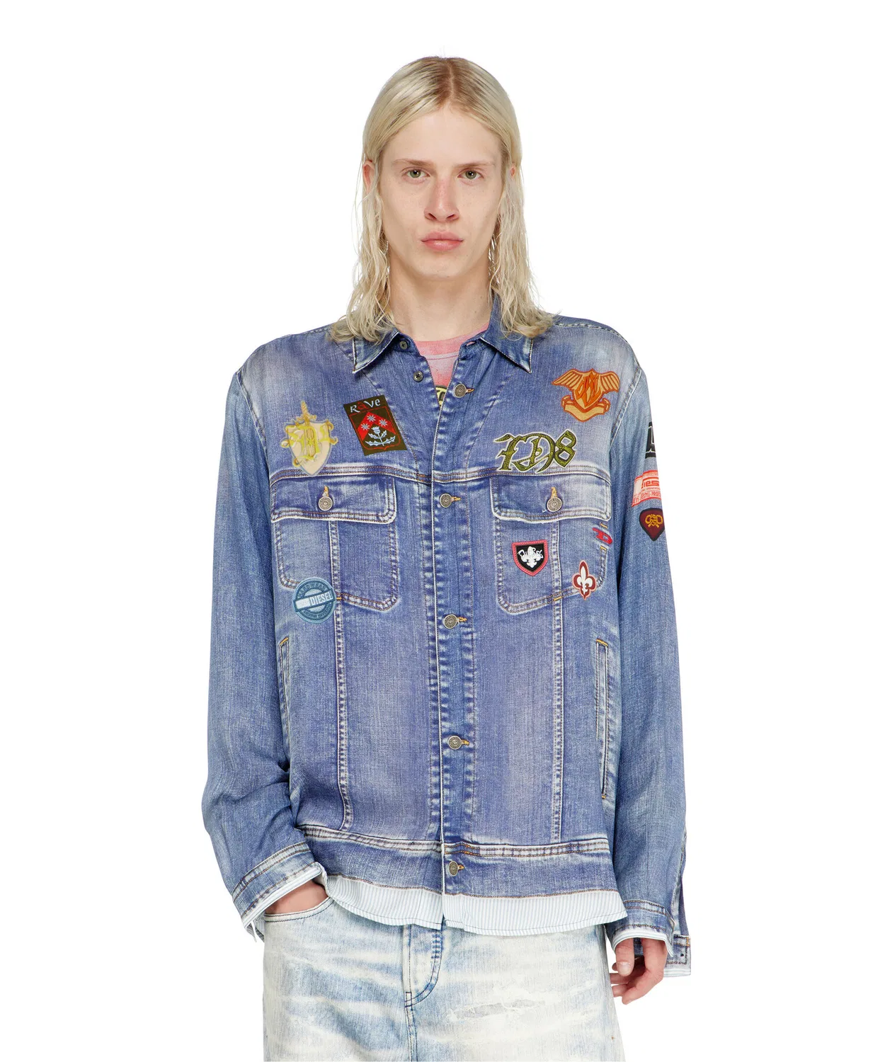 Мужская рубашка с длинным рукавомS-SIMPLY-PATCH DIESEL, Indigo Blue