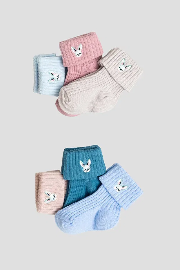 Детские носки для девочек хлопковые 6 пар 5+1 Double Boxed Girl Newborn And Baby Socks Defne Baby, Mixed — фото 4
