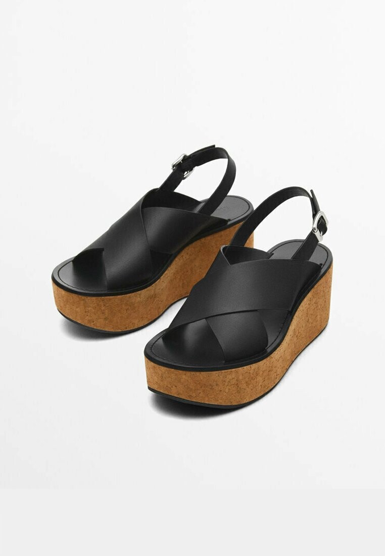 

Босоножки на платформе CROSSED STRAPS Massimo Dutti, черный