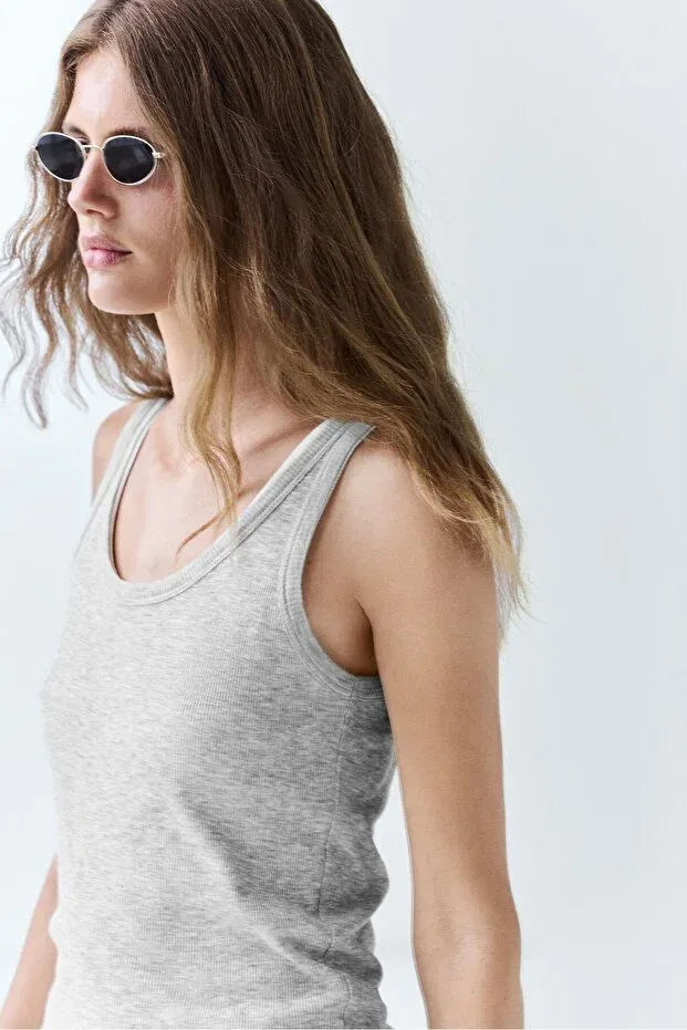 Женская майка без рукавов Massimo Dutti, Gray — фото 2