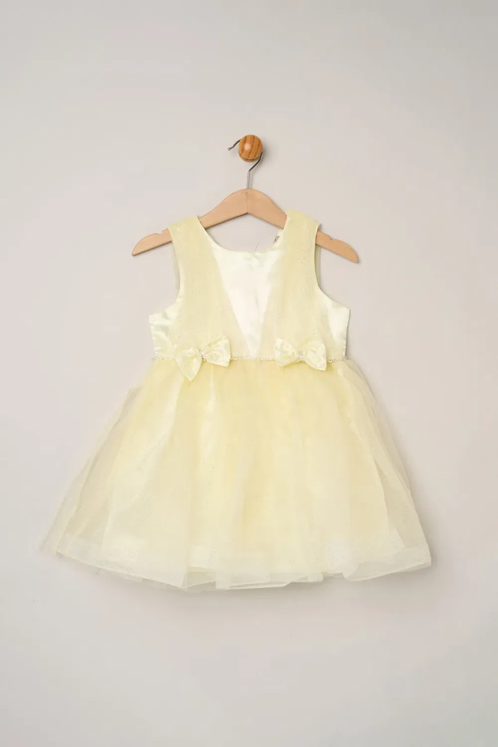 Платье из тюля со стразами и бантами Miss, Yellow