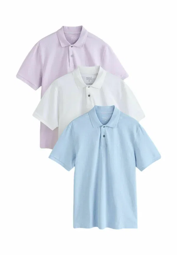 Футболка поло хлопковая 3-pack Next Lilac, White, белый/голубой/сиреневый — фото 4